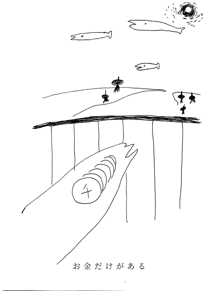 「お金だけがある」手のひらの上のコイン。